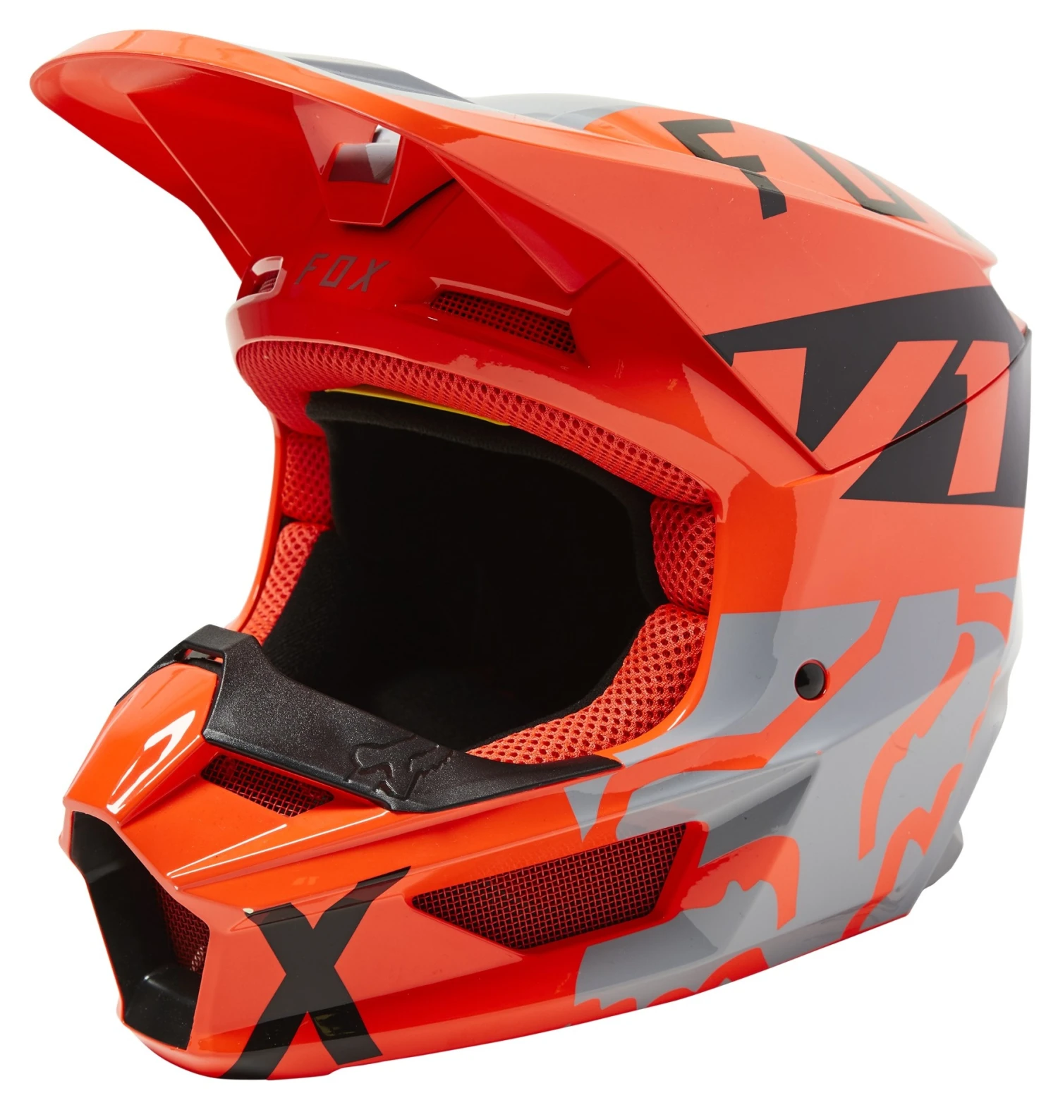 Fox Racing Youth V1 Skew Helmet Grey/Orange / Youth SM [Open Box] - Image 3