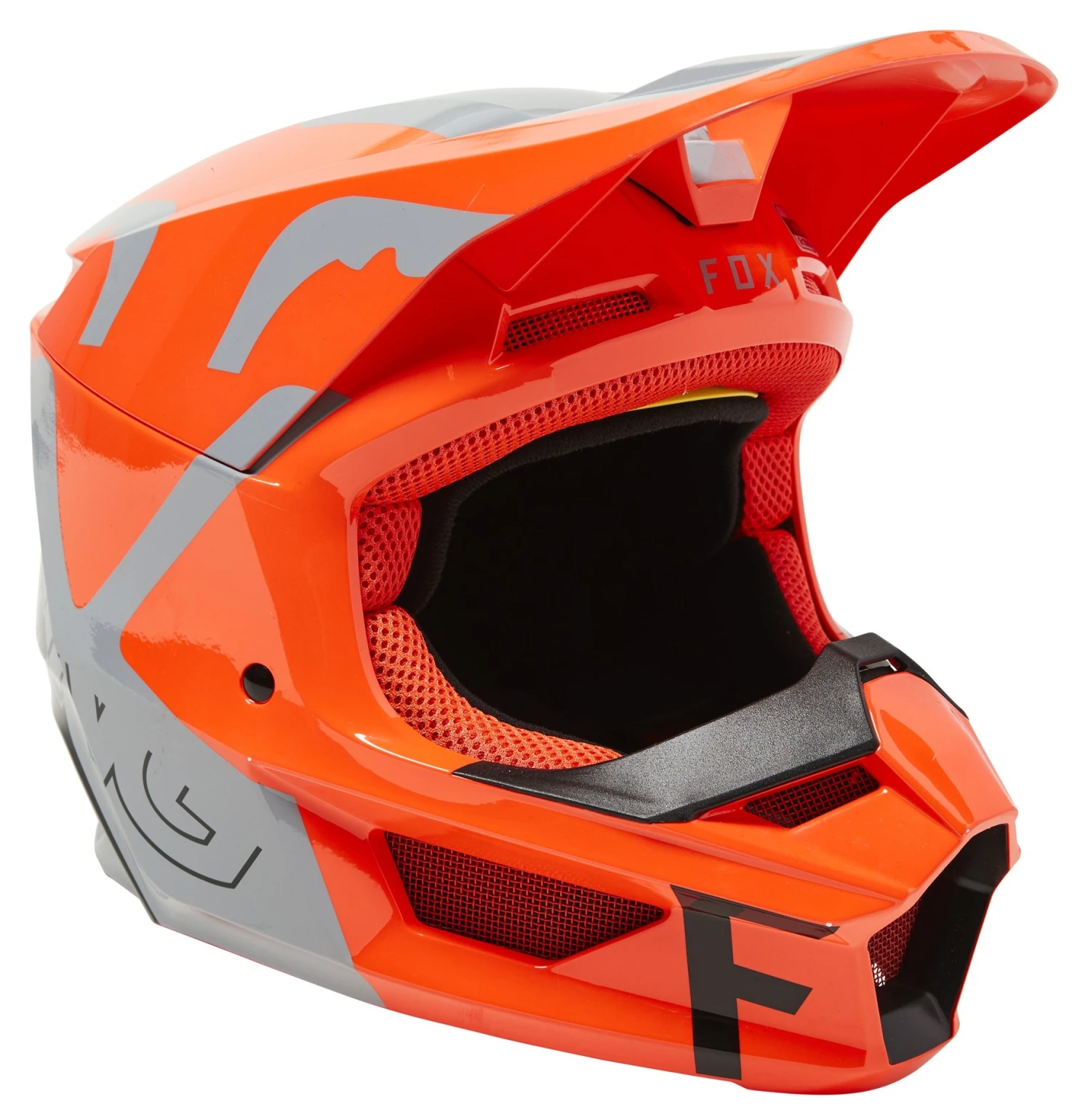 Fox Racing Youth V1 Skew Helmet Grey/Orange / Youth SM [Open Box]