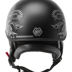 GMAX Helmets Half Helmets GMax HH65 Rose Naked Helmet -Helmets Sale 2024 g max hh65 naked rose helmet black silver 2