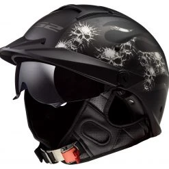 LS2 Helmets Half Helmets LS2 Rebellion Bones Helmet
